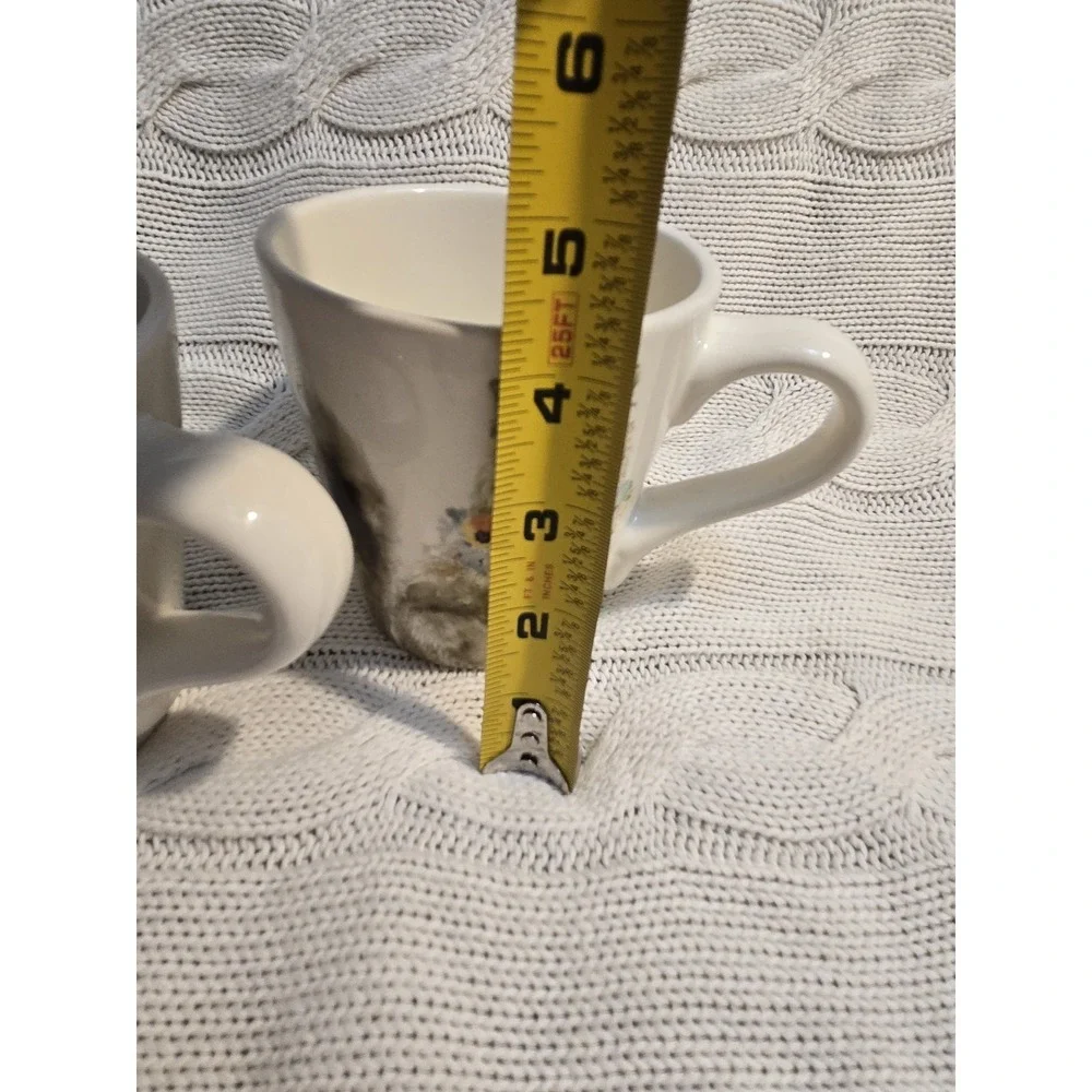 Pier 1 Cat Coffee Mugs Set of 2 Floral Long Hair Kitten Ceramic Cups Cute EUC